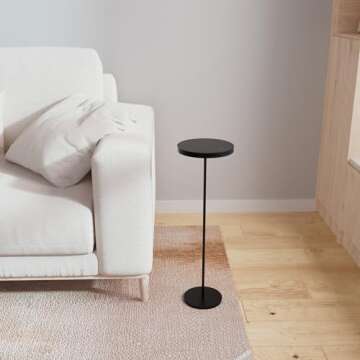DREAMODERN Round Drink Table Small Side Table, Modern End Table Black Weighted Base Pedestal Table Martini Table for Living Room Bedroom Small Spaces Sofa Couch Chair - Black