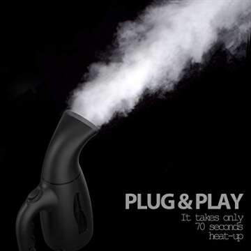 Lemontec Portable Travel Garment Steamer 180ml Handheld Fabric Steamer Fast Heat-up Powerful Garment Clothes Steamer with High Capacity for Home and Travel