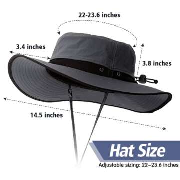 Outdoor Fishing Boonie Sun Hat: Cooling UV Protection Bucket Hat Breathable&Adjustable Safari Sunhat...