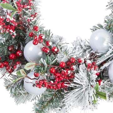 National Tree Company Artificial Christmas Wreath, Green, Evergreen, Decorated with Frosted Branches...