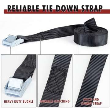 Cartman 1" x 12' Lashing Straps Cargo Tie-Down Strap Up to 600lbs, 6pk in Carry Bag, Black