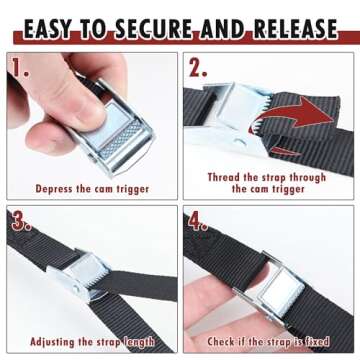 Cartman 1" x 12' Lashing Straps Cargo Tie-Down Strap Up to 600lbs, 6pk in Carry Bag, Black