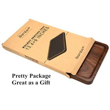 Bamber Wood Serving Tray Wooden Decorative Coffee Tea Platter Black Walnut 13.4 x 9 Inches