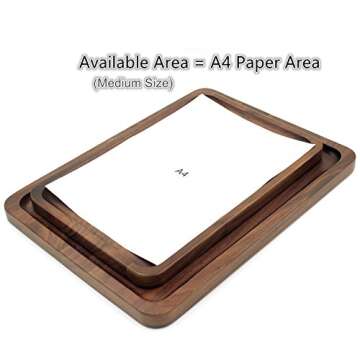 Bamber Wood Serving Tray Wooden Decorative Coffee Tea Platter Black Walnut 13.4 x 9 Inches