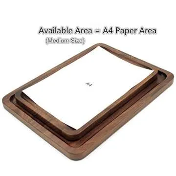 Bamber Wood Serving Tray Wooden Decorative Coffee Tea Platter Black Walnut 13.4 x 9 Inches