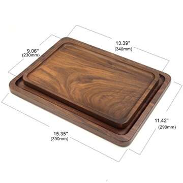 Bamber Wood Serving Tray Wooden Decorative Coffee Tea Platter Black Walnut 13.4 x 9 Inches