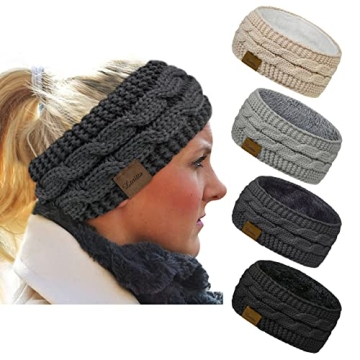 Loritta 4 Pack Womens Winter Headbands Fuzzy Fleece Lined Ear Warmers