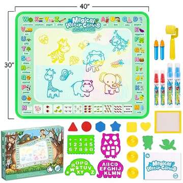 Water Doodle Mat,Reusable Painting Writing Doodle Board Toy,Mess Free Coloring Doodle Drawing Mat Ed...