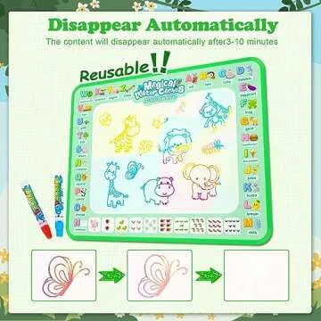 Water Doodle Mat,Reusable Painting Writing Doodle Board Toy,Mess Free Coloring Doodle Drawing Mat Educational Toys,Birthday Christmas Gifts for 3 4 5 6 7 8 Years Old Kids