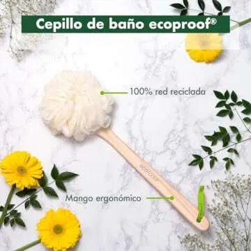 Bath Pouf With Handle - Hard-to-Reach Cleansing Sponge - EcoPouf Bath Brush - Assorted Colors