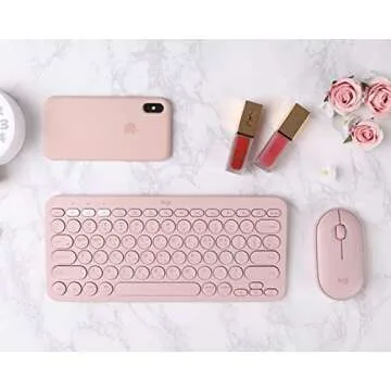 K380 Bluetooth Multi-Device Keyboard Korean/English, For Multi-OS Windows, Mac, iOS, Android, Chrome OS Support for Laptop PC Girls Boys Adult Christmas Birthday Home or Office School, Powderpink