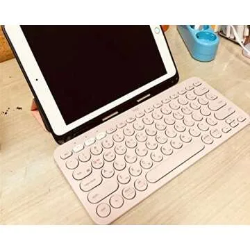 K380 Bluetooth Multi-Device Keyboard Korean/English, For Multi-OS Windows, Mac, iOS, Android, Chrome OS Support for Laptop PC Girls Boys Adult Christmas Birthday Home or Office School, Powderpink