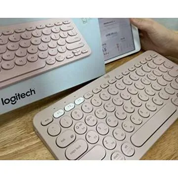K380 Bluetooth Multi-Device Keyboard Korean/English, For Multi-OS Windows, Mac, iOS, Android, Chrome OS Support for Laptop PC Girls Boys Adult Christmas Birthday Home or Office School, Powderpink