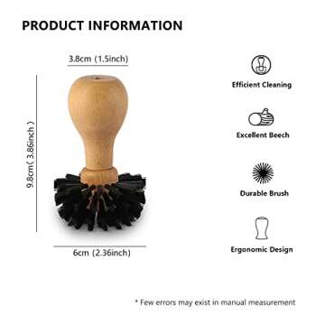 MHW-3BOMBER Coffee Portafilter Cleaning Brush Espresso Machine Portafilter Brush Speacial for 58mm Portafilter Professional Barista Cleaning Tools Effectively Cleaning B5341