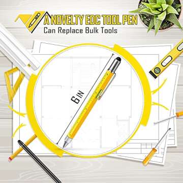 Gifts for Men Multitool Pen, Birthday Gifts for Dad Husband Him Adults, Father's Day Gifts from Daughter and Son, Cool Gadgets and Unique Gift Ideas for Construction Engineers, Woodworkers Carpenters