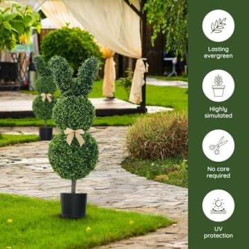 IVYYUUOH 3ft Rabbit Topiary Trees Set of 2 for Outdoor Decor