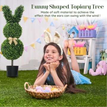 IVYYUUOH 3ft Rabbit Topiary Trees Set of 2 for Outdoor Decor