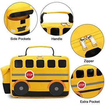 Bluboon Insulated Lunch Box Fun School Bus Design