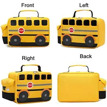 Bluboon Insulated Lunch Box Fun School Bus Design