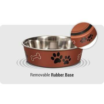 Loving Pets - Bella Bowls - Dog Food Water Bowl No Tip Stainless Steel Pet Bowl No Skid Spill Proof (Medium, Blueberry Blue)