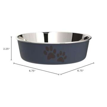 Loving Pets - Bella Bowls - Dog Food Water Bowl No Tip Stainless Steel Pet Bowl No Skid Spill Proof (Medium, Blueberry Blue)