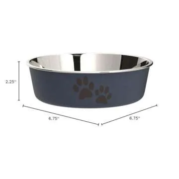 Loving Pets - Bella Bowls - Dog Food Water Bowl No Tip Stainless Steel Pet Bowl No Skid Spill Proof (Medium, Blueberry Blue)