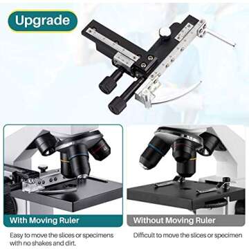 Microscope for Kid Student Adult, 100X-2000X Compound Monocular Microscope with Mechanical Platform Slides Set, Phone Adapter for School Home Education