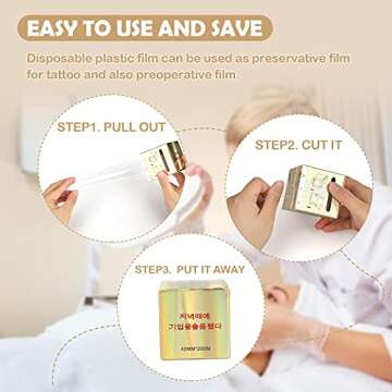 G2PLUS 3 Pack Disposable Eyebrow Plastic Wrap Preservative Film, Make Up Supplies Wrap Cover Tape Roll - 600 Meters