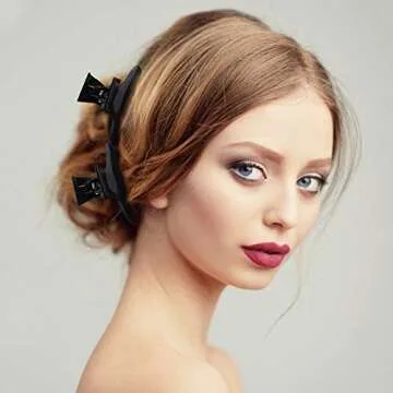 Ondder Black Butterfly Hair Clips for Styling, Cutting, Coloring - Pro Salon Clamps and Claws Hair Accessories