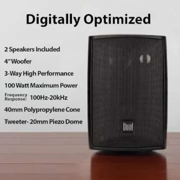 Dual Electronics 4" 3-Way High Performance Outdoor Indoor Speakers with Powerful Bass, Effortless Mounting Swivel Brackets, All Weather Resistance, Sold in Pair, LU43PB