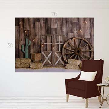 Allenjoy 7x5ft Western Cowboy Backdrop for Portrait Photography Pictures Wild West Wooden House Barn...