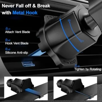 360° Rotation Car Phone Holder with Metal Hook