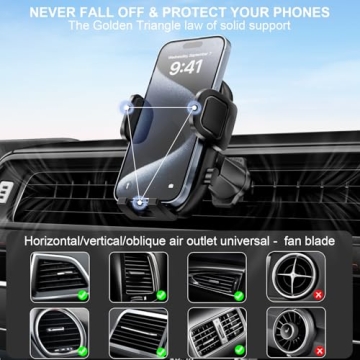 360° Rotation Car Phone Holder with Metal Hook