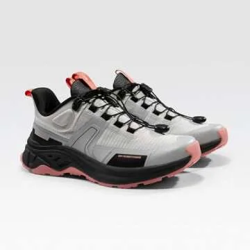 NORTIV 8 Womens Lightweight Hiking Shoes Quick Laces Outdoors Sneakers, Grey Pink - 7 (SNHS239W)