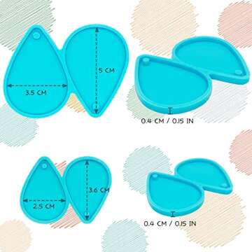 PEVOGON 4 Pcs Tear Drop Shape Resin Earring Molds Mirrored Silicone Molds for Resin Crafts Jewelry M...