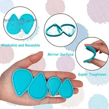 PEVOGON 4 Pcs Tear Drop Shape Resin Earring Molds Mirrored Silicone Molds for Resin Crafts Jewelry Making DIY Fashion Earrings Pendant (Small and Medium)