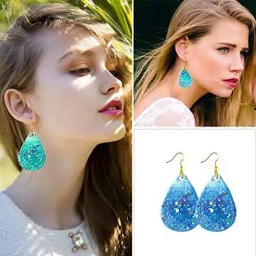 PEVOGON 4 Pcs Tear Drop Shape Resin Earring Molds Mirrored Silicone Molds for Resin Crafts Jewelry Making DIY Fashion Earrings Pendant (Small and Medium)