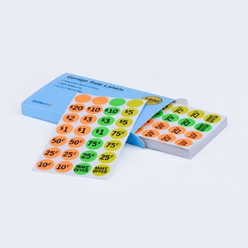 Brothersbox Garage Sale Stickers 1400pcs Neon Pricing Labels
