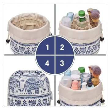 Large Waterproof Makeup Bag with Drawstring Closure for Travel