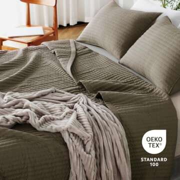 KASENTEX Cub Brown Oversized King Quilt Bedding Set - Lightweight Soft Bedspread with Shams