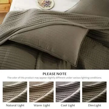 KASENTEX Brown King Quilt Set - Lightweight & Cozy
