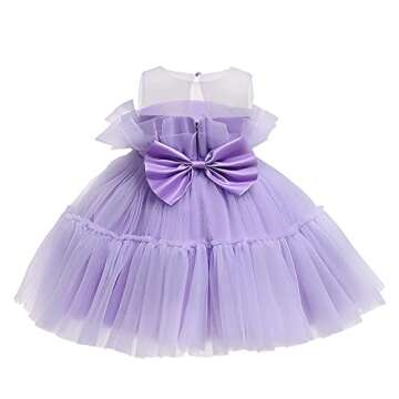 TTYAOVO Baby Girl Birthday Party Tutu Princess Bowknot Dress Wedding Gown 766_C Purple Size(110) 3-4...