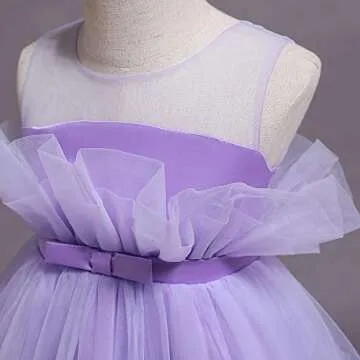 TTYAOVO Baby Girl Birthday Party Tutu Princess Bowknot Dress Wedding Gown 766_C Purple Size(110) 3-4 Years