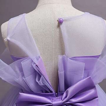 TTYAOVO Baby Girl Birthday Party Tutu Princess Bowknot Dress Wedding Gown 766_C Purple Size(110) 3-4 Years
