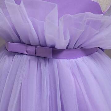 TTYAOVO Baby Girl Birthday Party Tutu Princess Bowknot Dress Wedding Gown 766_C Purple Size(110) 3-4 Years
