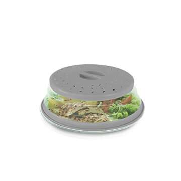Handy Gourmet Collapsible Splatter Shield – Ventilated Microwave Cover, Gray