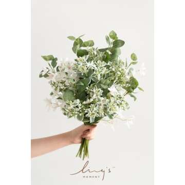 Ling's Moment Artificial Greenery Stems Box Set, 15pcs with 4 Kinds of Faux Greenery Picks for DIY B...