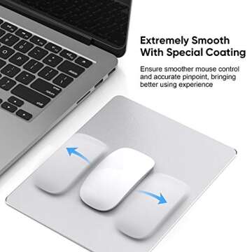 JEDIA Mouse Pad, Silver Premium Hard Metal Aluminum Mousepad, Double Side Waterproof Ultra Smooth Mo...