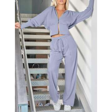 Herseas 2 Piece Active Wear Outfits for Women Fall Fashion 2023 Casual Trendy Loose Fit Hooded Airport Essentials Plus Size Sweatsuit Lounge Sets Light Gray Small 4 6