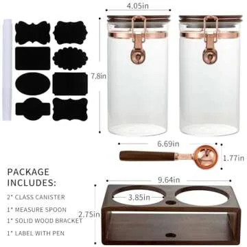 Flmeyaza Borosilicate Glass Coffee Bean Storage Jar with Sealing Lid, Coffee Sealing Jar with Shelf,...